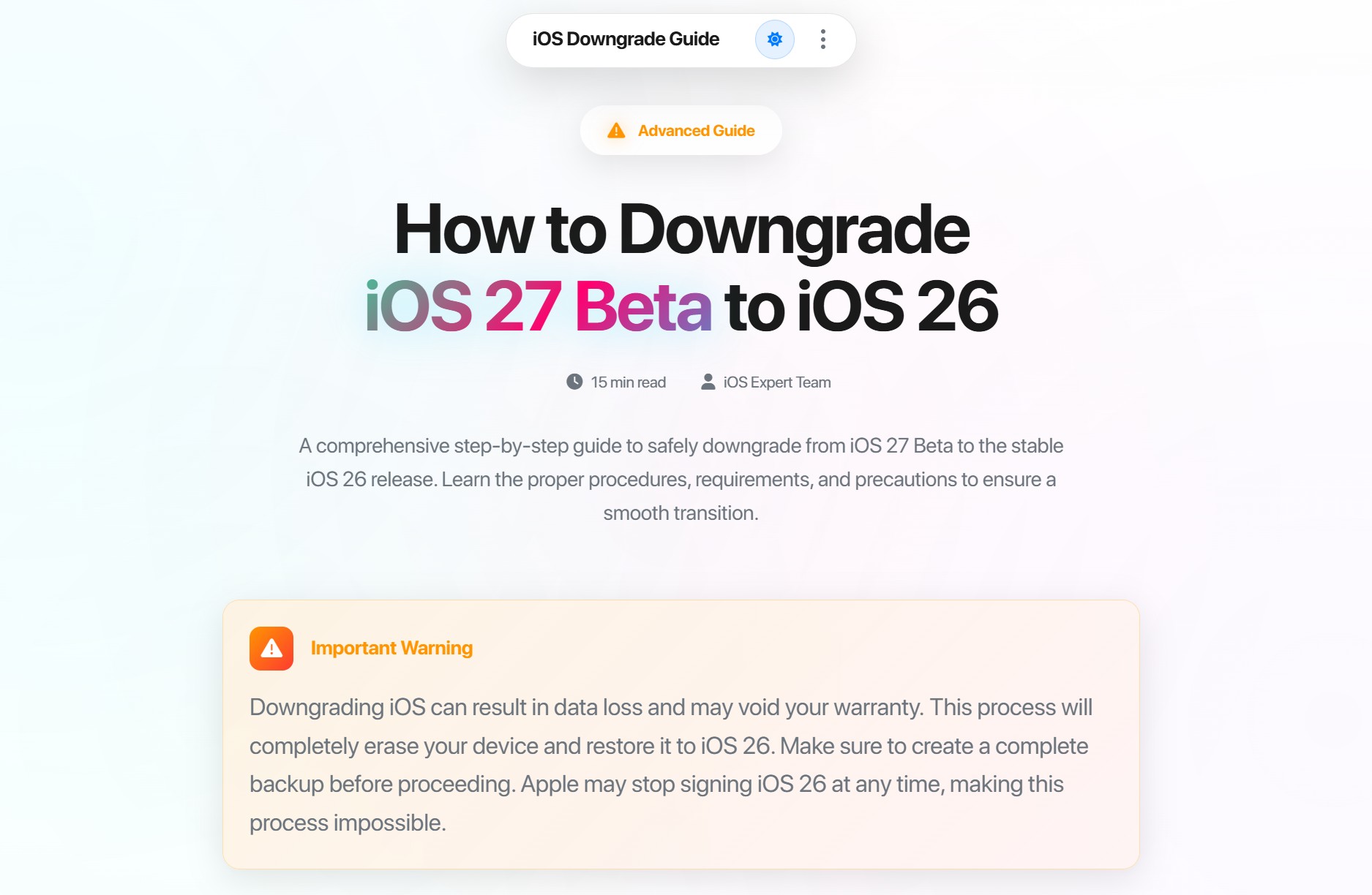 How to Downgrade iOS 27 Beta to iOS 26