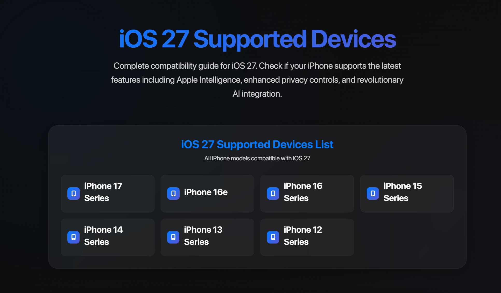iOS 27 Supported Devices