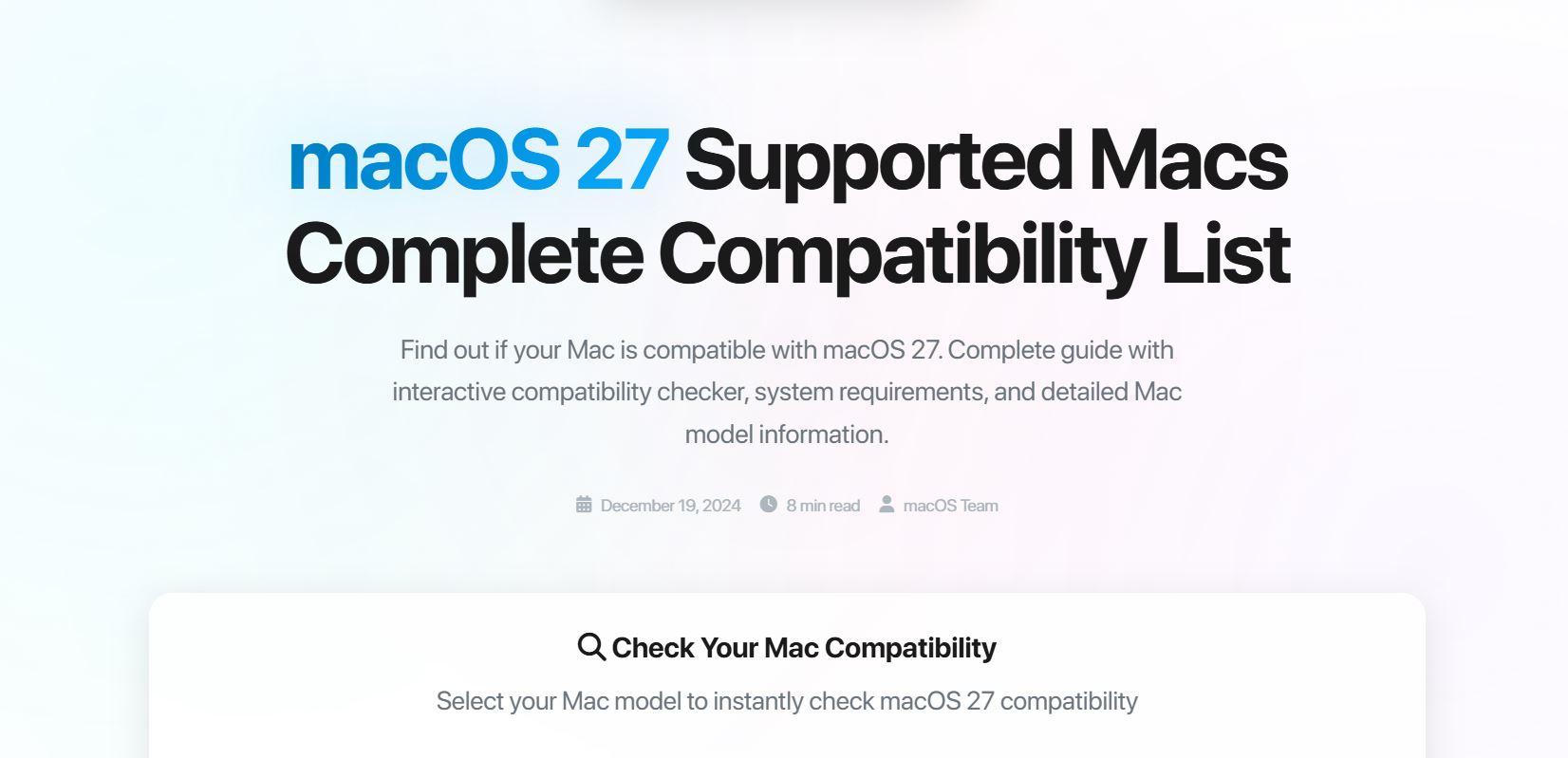 macOS 27 Supported Macs – Complete List