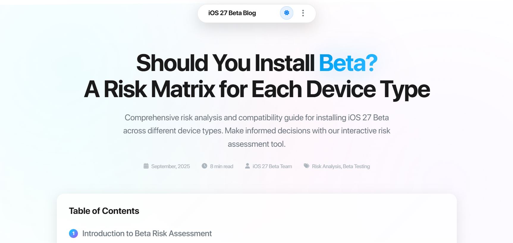 Should You Install Beta? A Risk Matrix for Each Device Type