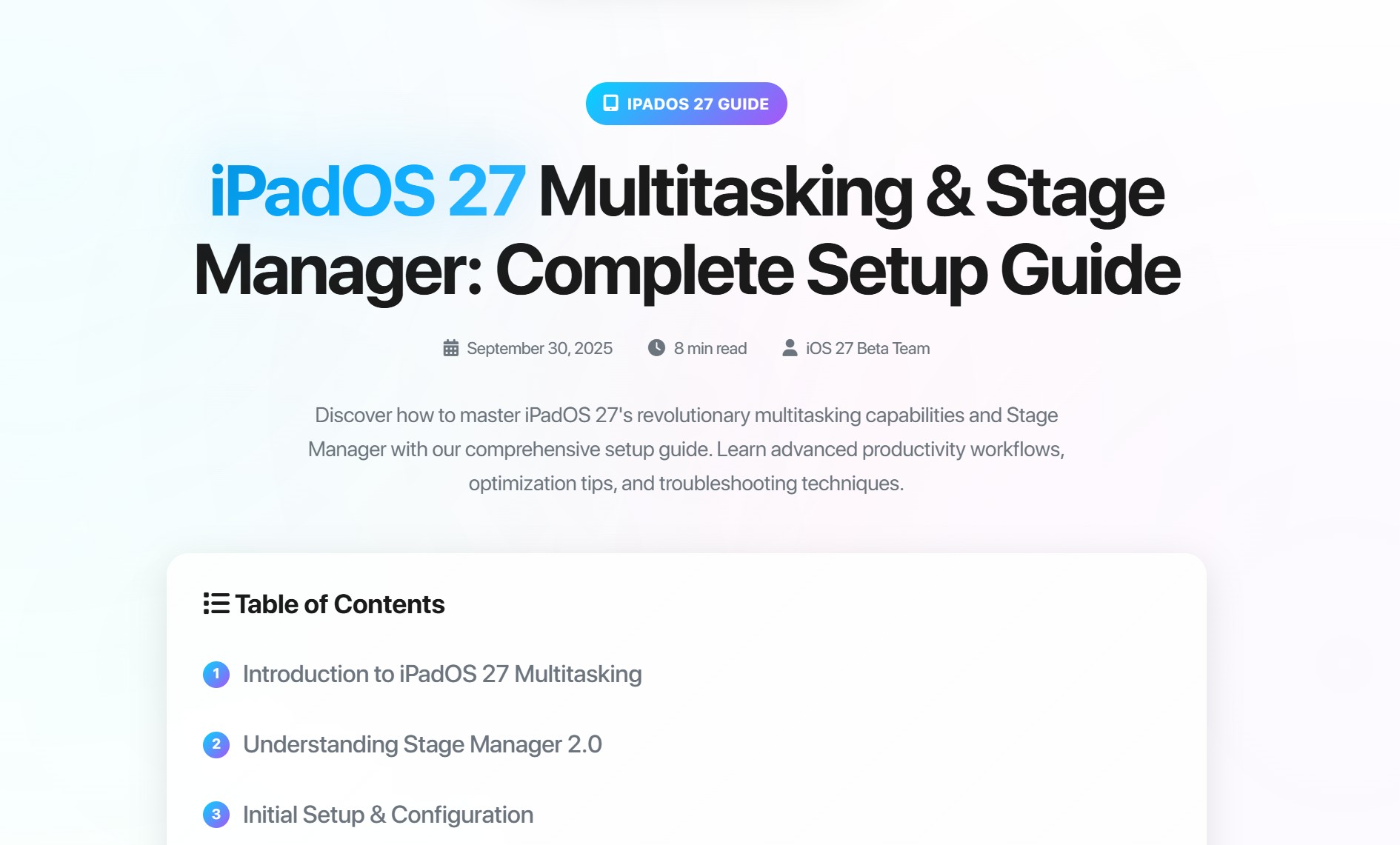 iPadOS 27 Multitasking & Stage Manager: Complete Setup Guide