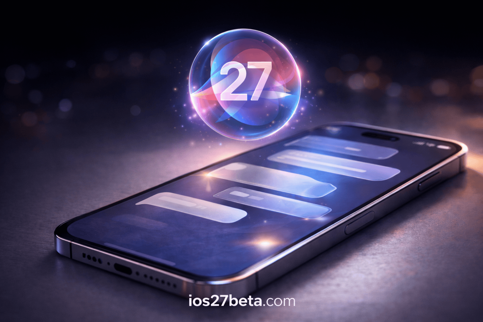 iOS 27 Liquid Glass 2.0 dark mode interface concept with refined translucent glass design elements